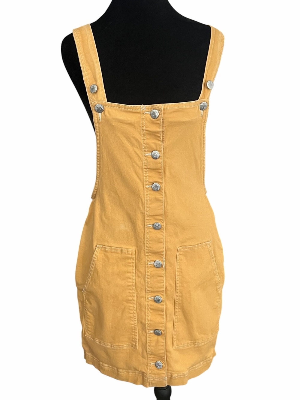 Blue Spice Mustard Denim Overall Dress M